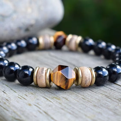 Tiger’s Eye Cut Obsidian Bracelet – Grounding Power & Subtle Luxury