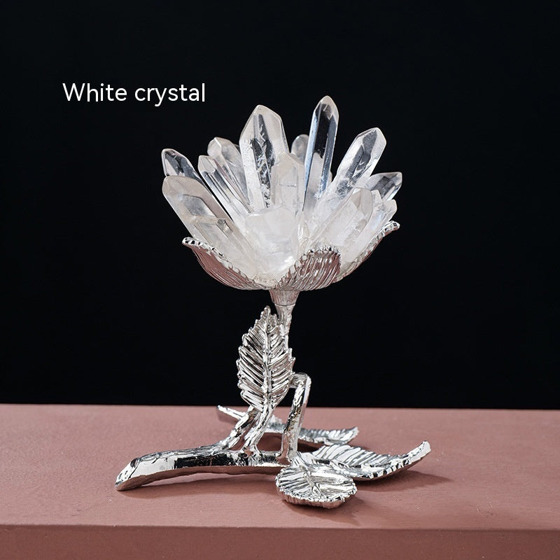 Natural White Crystal Cluster Flower Ornament – Handmade Crystal Tree Décor