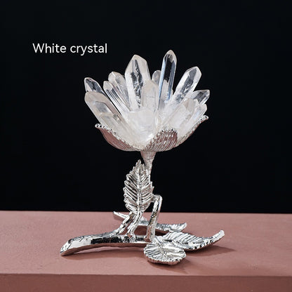 Natural White Crystal Cluster Flower Ornament – Handmade Crystal Tree Décor
