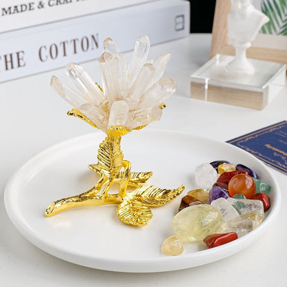 Natural White Crystal Cluster Flower Ornament – Handmade Crystal Tree Décor