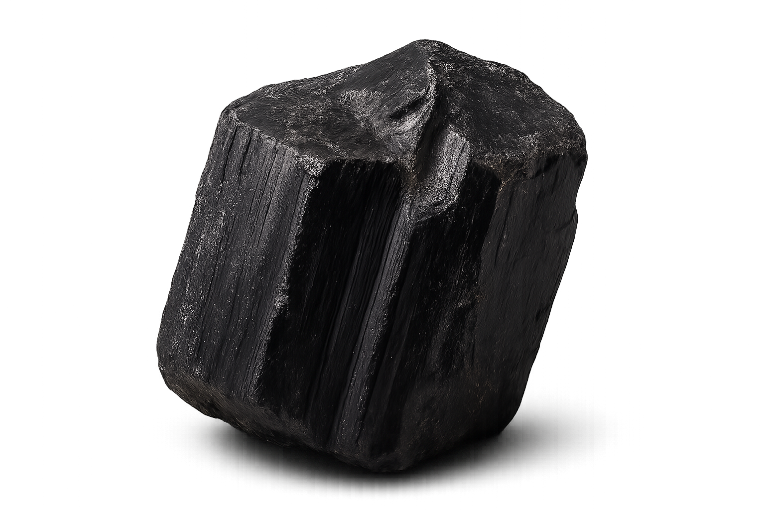 a raw Black Tourmaline, transparent background