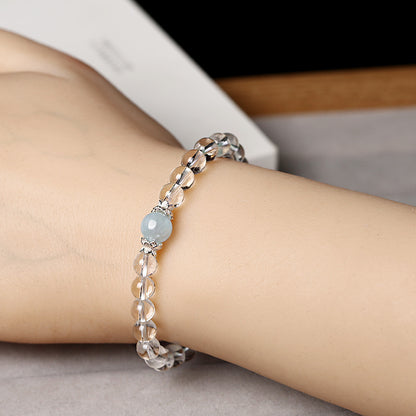 Natural White Crystal & Aquamarine Bracelet