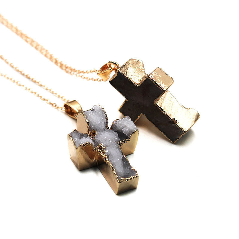 Agate Tooth Necklace Pendant – Cross Sign