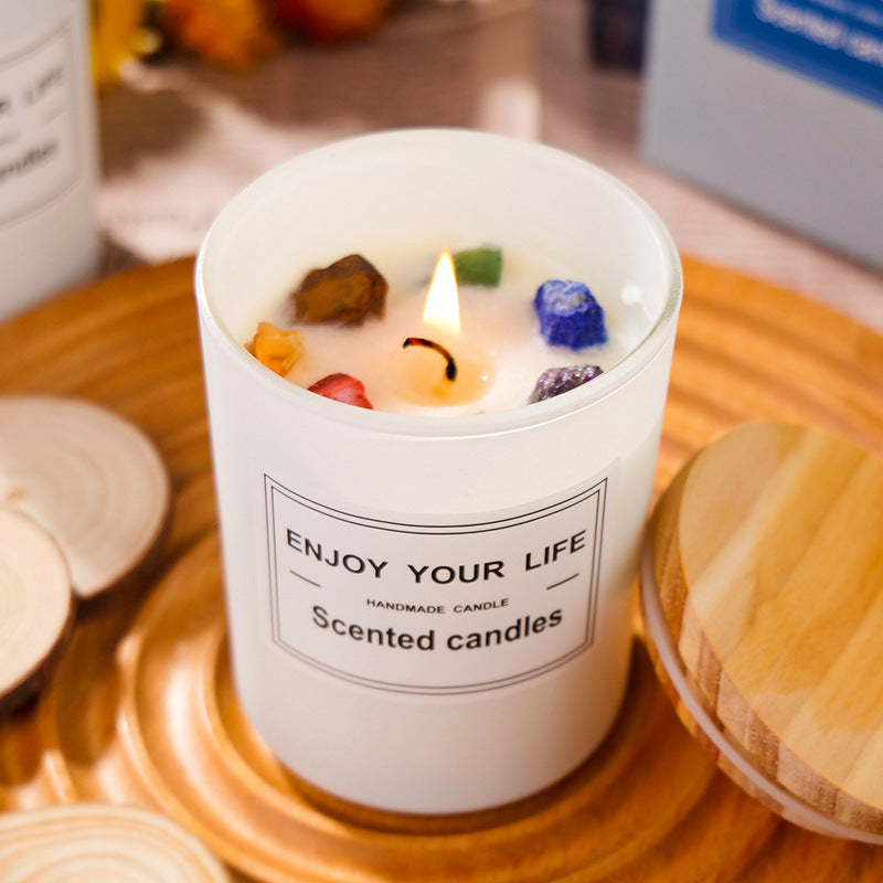 Natural Crystal Stone Aromatherapy Candle (Elegant Floral Scent)