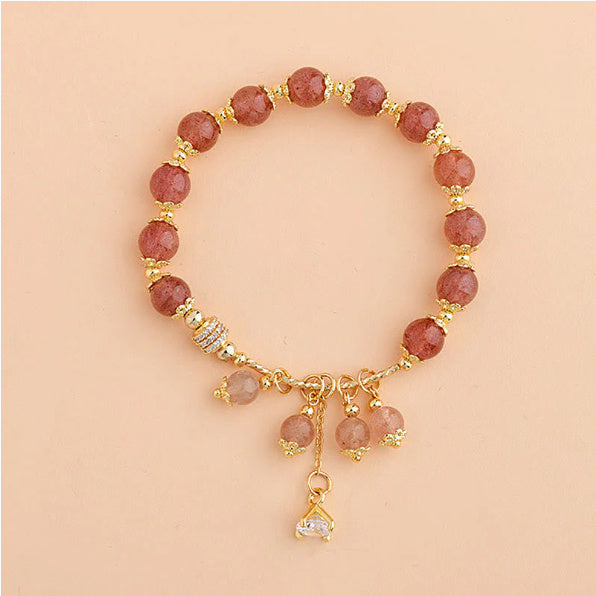Strawberry Quartz Crystal Stylish Women's Bracelet