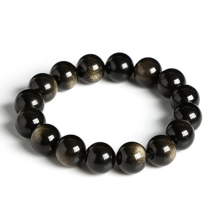 Gold Obsidian Simple Bracelet – Protection, Power & Minimalist Elegance