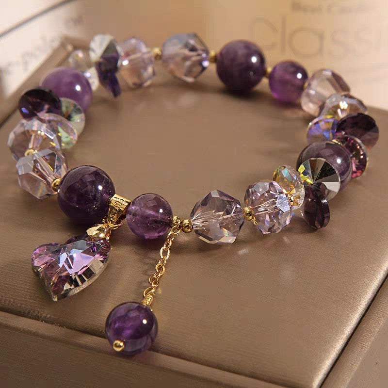 Purple Heart Amethyst Crystal Bracelet