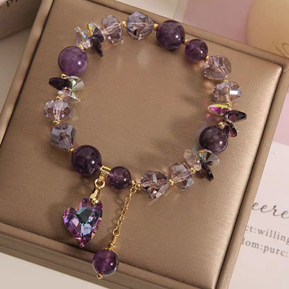Purple Heart Amethyst Crystal Bracelet
