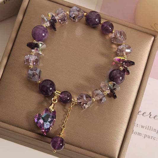 Purple Heart Amethyst Crystal Bracelet