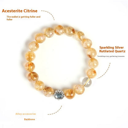 Citrine & Silver Rutilated Quartz Prosperity Bracelet – Abundance & Confidence