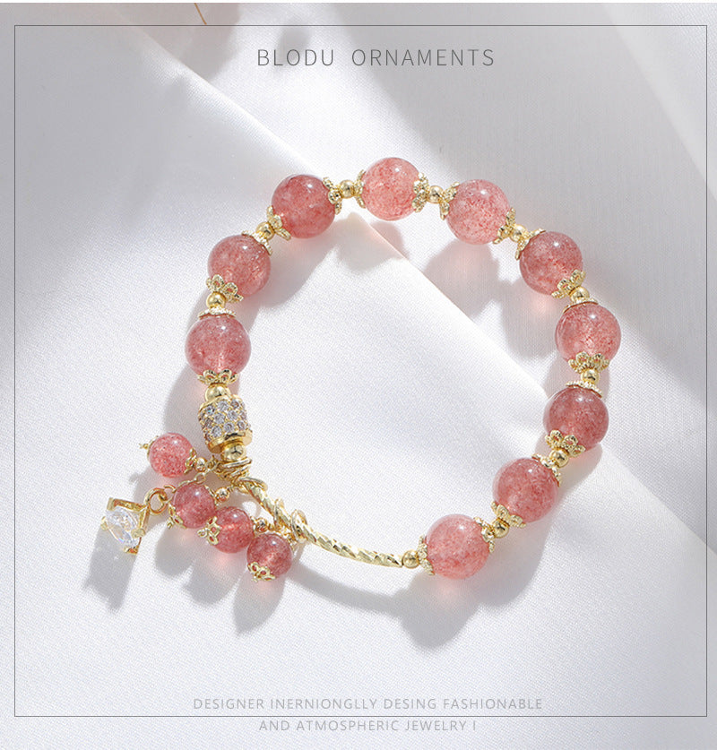 Strawberry Quartz Crystal Stylish Women's Bracelet