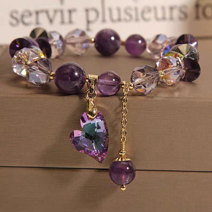 Purple Heart Amethyst Crystal Bracelet