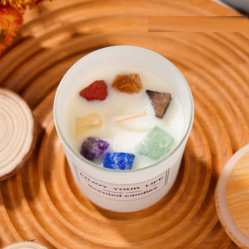 Natural Crystal Stone Aromatherapy Candle (Elegant Floral Scent)