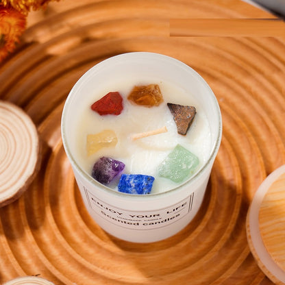 Natural Crystal Stone Aromatherapy Candle (Elegant Floral Scent)