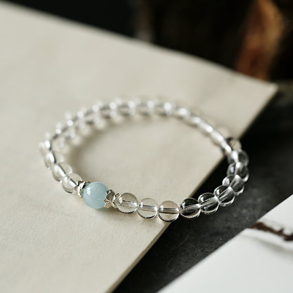 Natural White Crystal & Aquamarine Bracelet