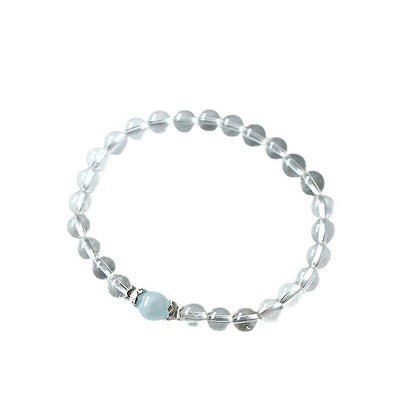 Natural White Crystal & Aquamarine Bracelet