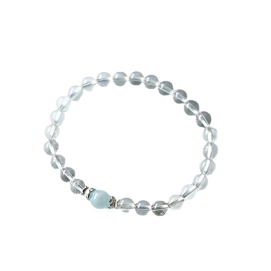 Natural White Crystal & Aquamarine Bracelet