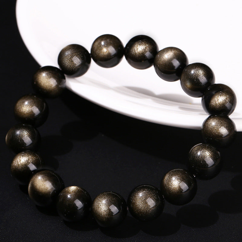 Gold Obsidian Simple Bracelet – Protection, Power & Minimalist Elegance