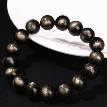 Gold Obsidian Simple Bracelet – Protection, Power & Minimalist Elegance