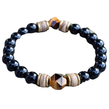 Tiger’s Eye Cut Obsidian Bracelet – Grounding Power & Subtle Luxury