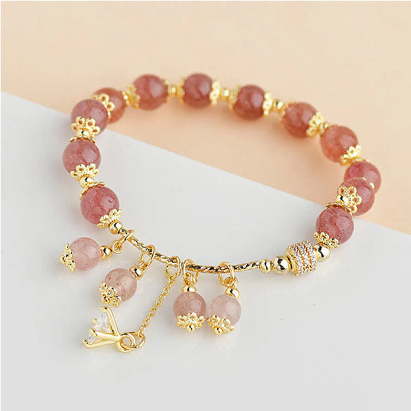 Strawberry Quartz Crystal Stylish Women's Bracelet