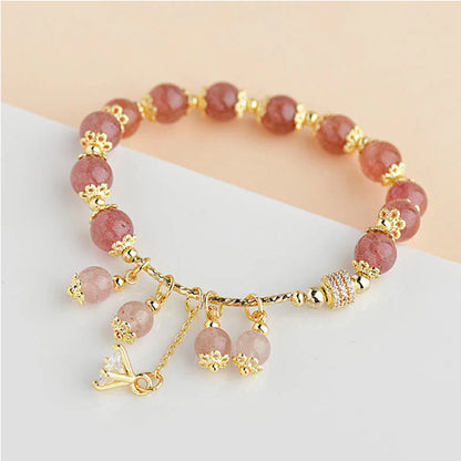 Strawberry Quartz Crystal Stylish Women's Bracelet